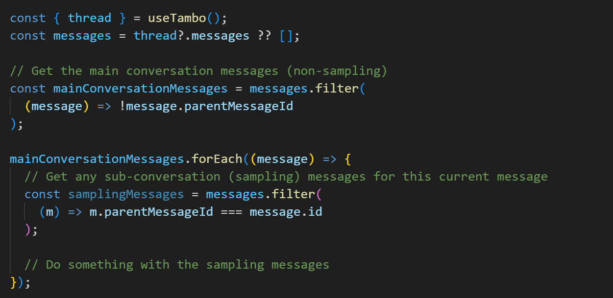 Sampling messages code